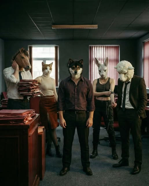 FXXK DEPT. animal characters in an office, from the official Instagram release.