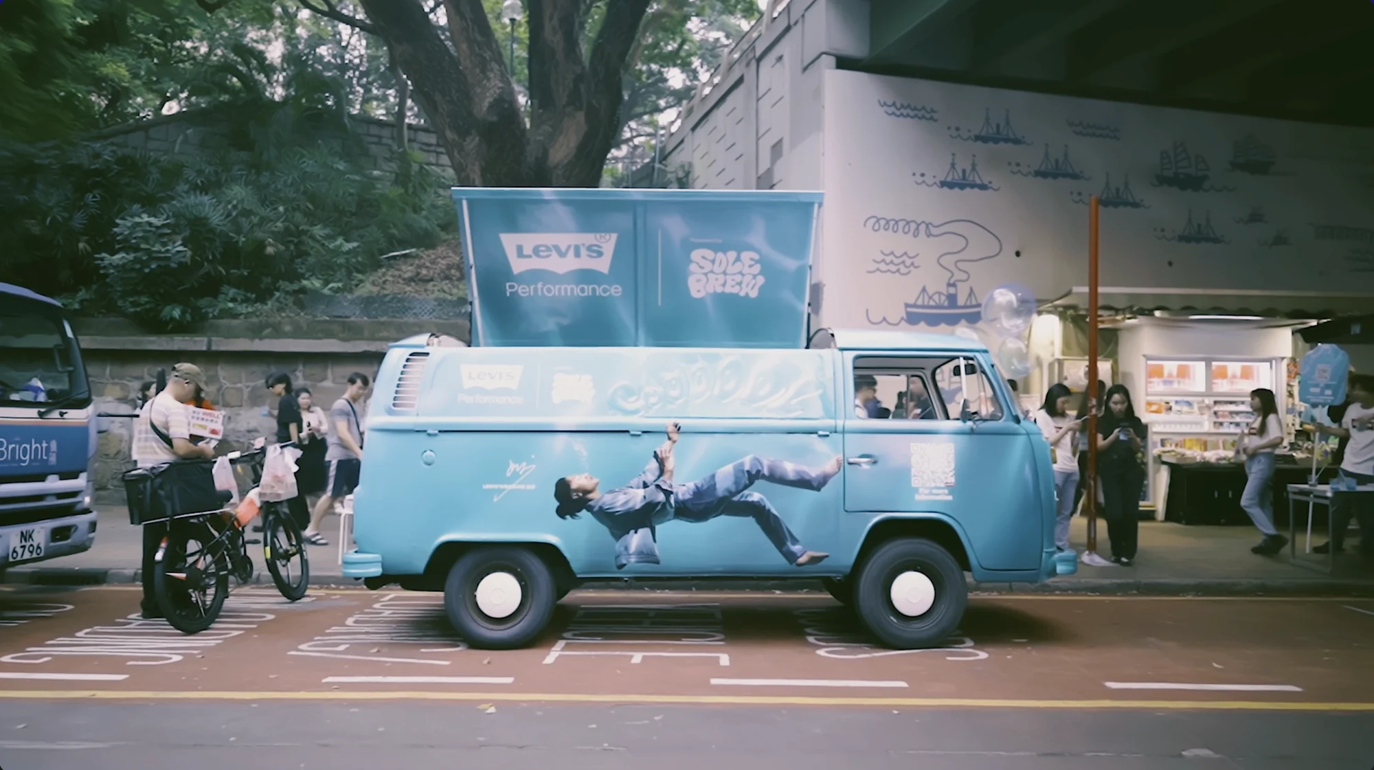 Levi’s campaign van in a creator-provided production frame.